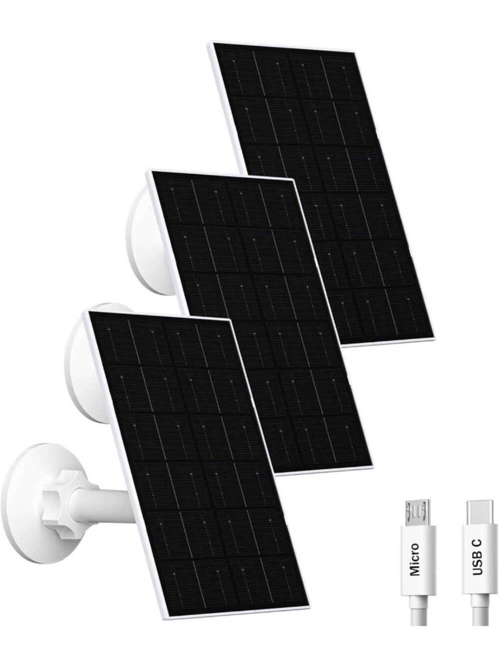 3 Pack Solar Panel Charger for Security Cameras - USB/USB-C, Eco-Friendly Power